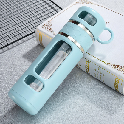 防摔茶水分離泡茶杯