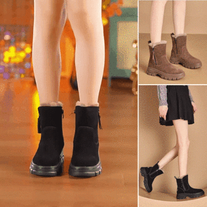 兔毛雙拉鍊雪靴