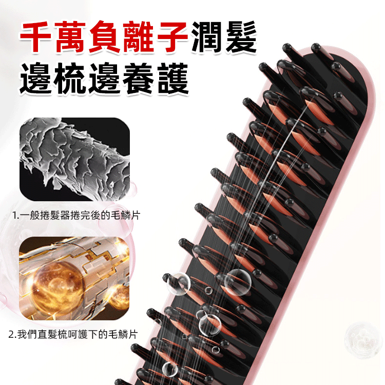 乾濕兩用負離子充電隨身直髮梳