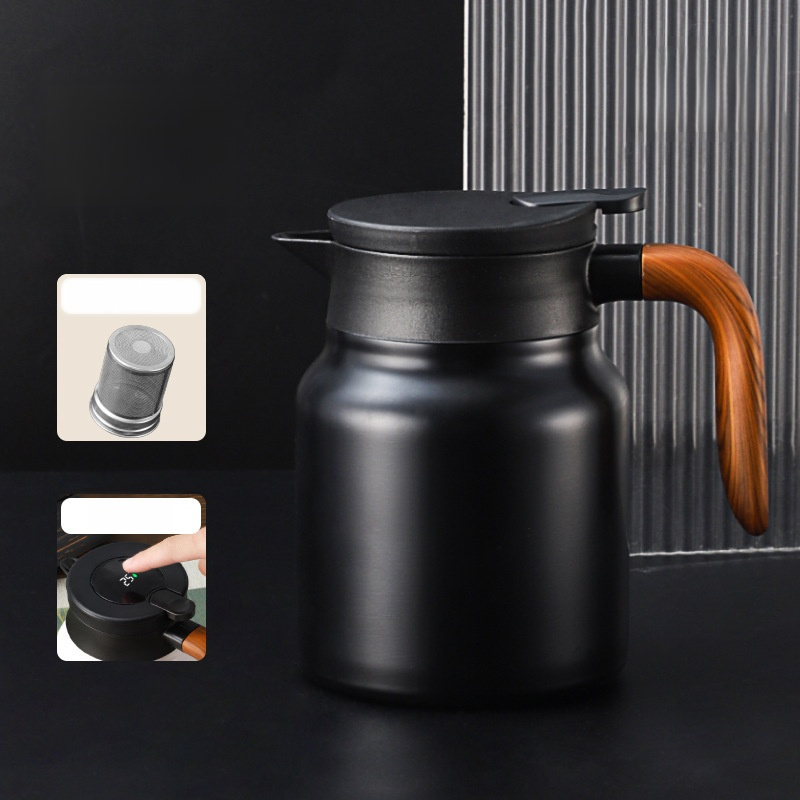 新款木紋柄大容量茶水分離燜茶壺