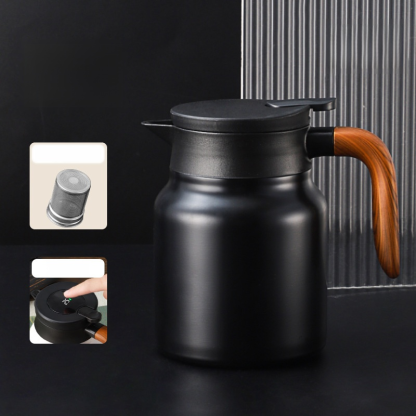 新款木紋柄大容量茶水分離燜茶壺