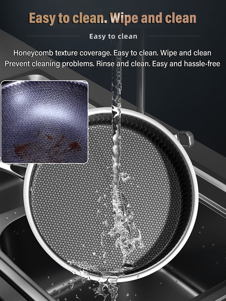 ⚙️ Germany made. Stainless steel frying pan📏6cm Deep Honeycomb Pot, Uncoated for Health and Efficiency