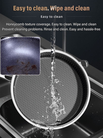 ⚙️ Germany made. Stainless steel frying pan📏6cm Deep Honeycomb Pot, Uncoated for Health and Efficiency