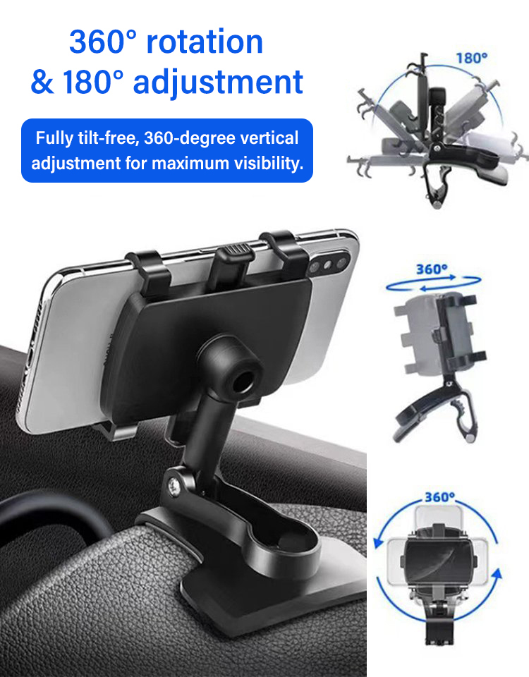 ✨Car multifunctional mobile phone holder, It can rotate 360° in all directions and adjust the angle by 180°, making it compatible with all models