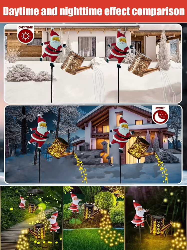 New Santa Claus Lantern Solar-Powered Light-Up Hollowed-Out Water Bottle