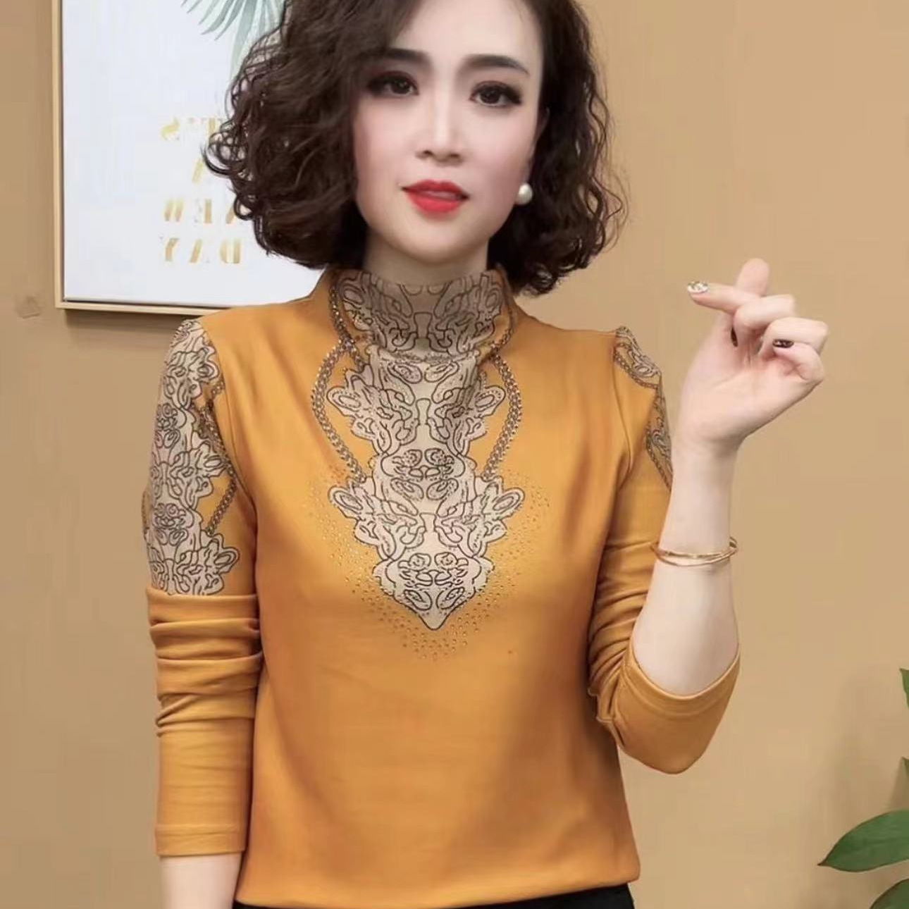 Women's double faced fleece bottoming shirt