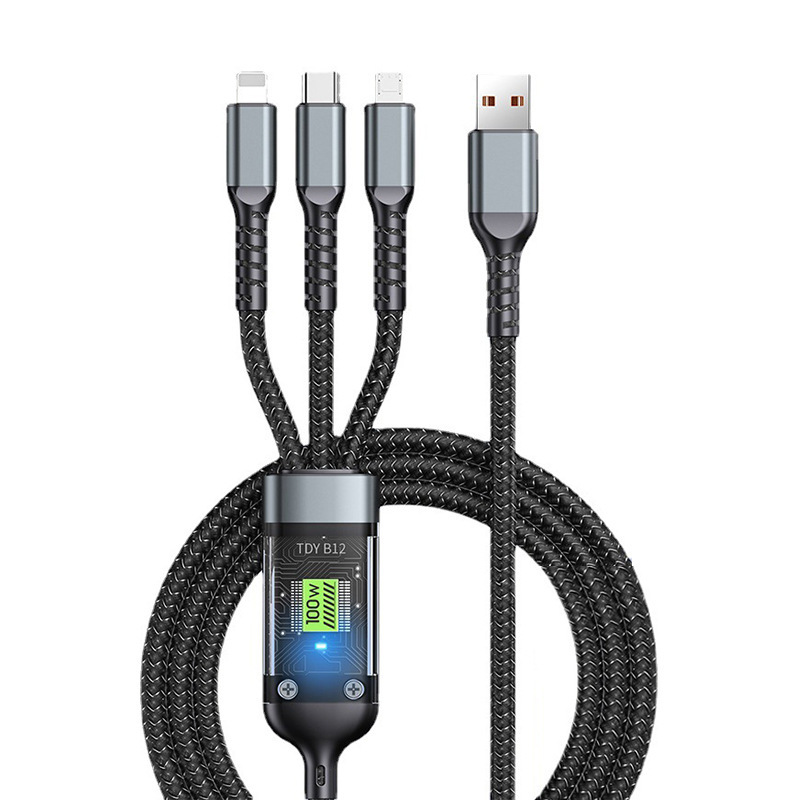 Transparent Luminous Super Fast Charging 3-in-1 Data Cable