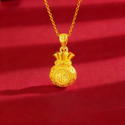 Lucky Fortune Silk Purse Necklace