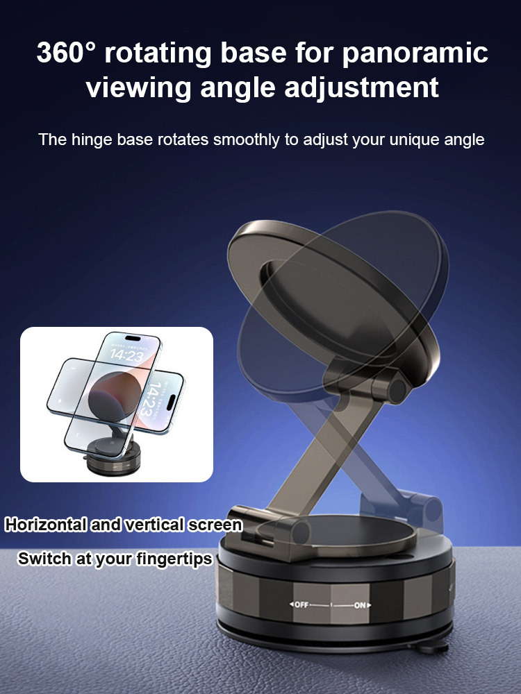 Three-axis folding magnetic car phone holder，Can be used from the car to the kitchen