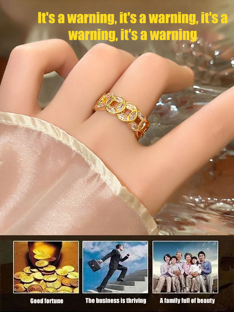 Lucky Copper Coin Open Ring with Rhinestones