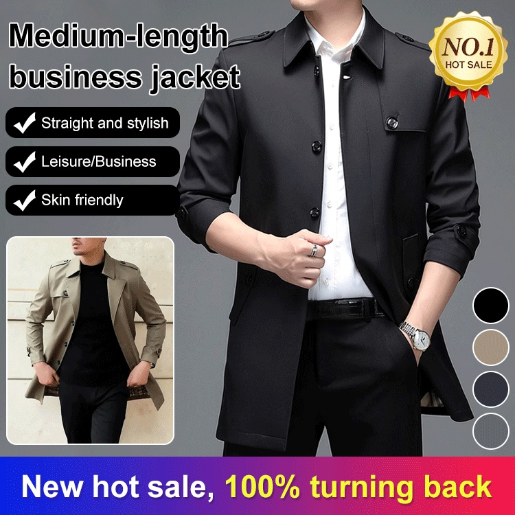 Mid-length business style trench coat