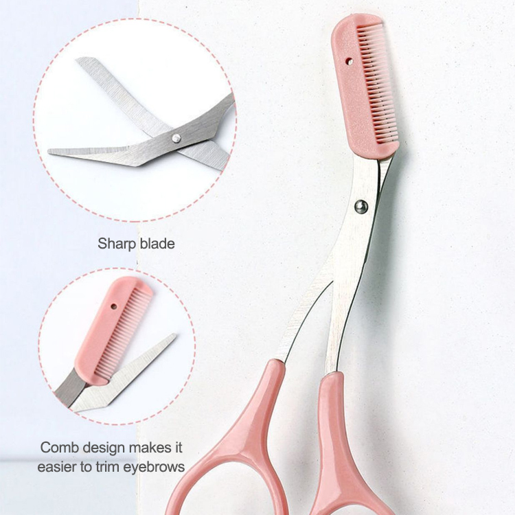 [Zero-dollar shopping] Curved eyebrow scissor trimmer with comb and protective mesh