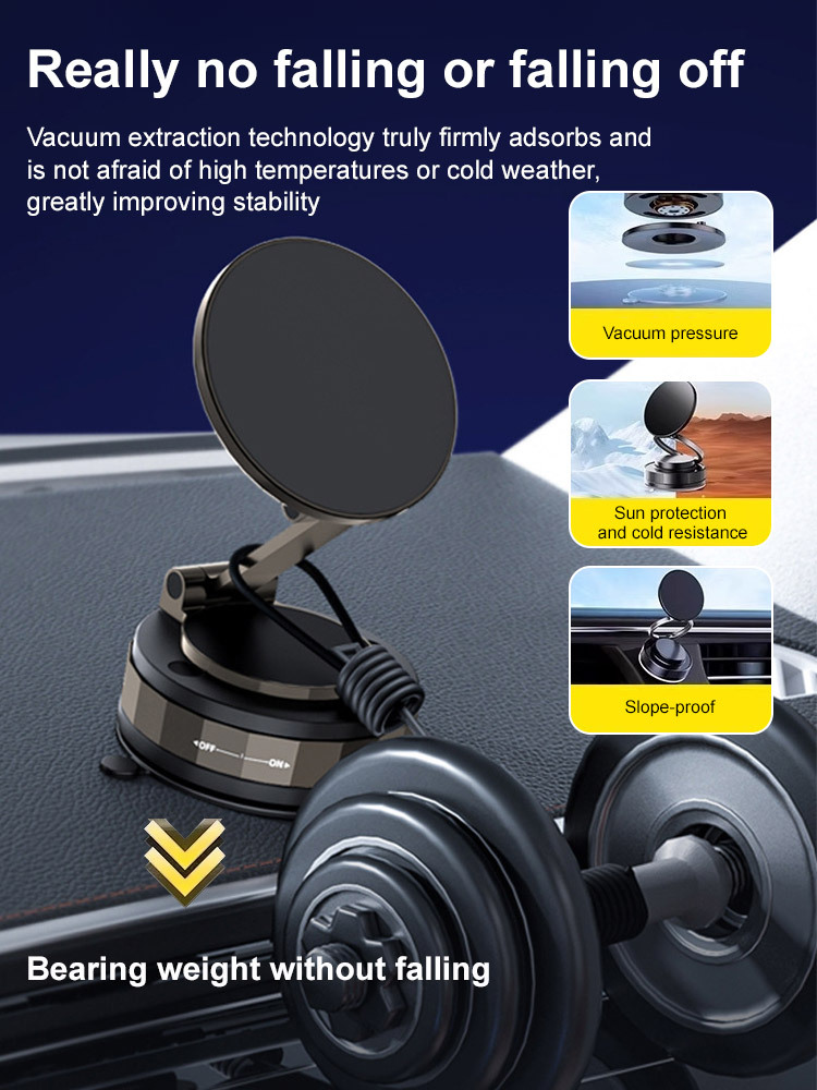 Three-axis folding magnetic car phone holder，Can be used from the car to the kitchen