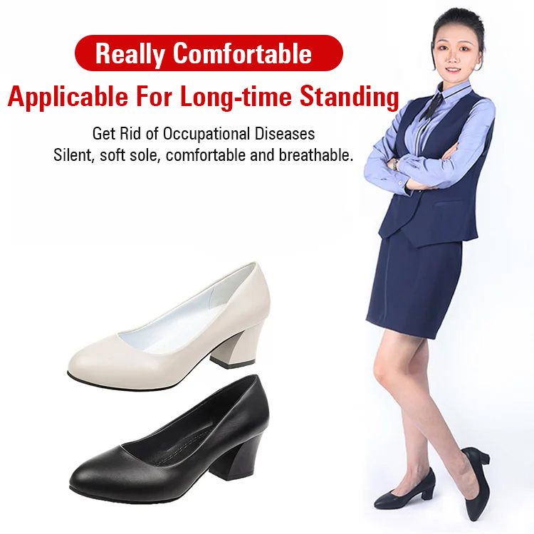 Comfortable Chunky Heel Leather Shoes