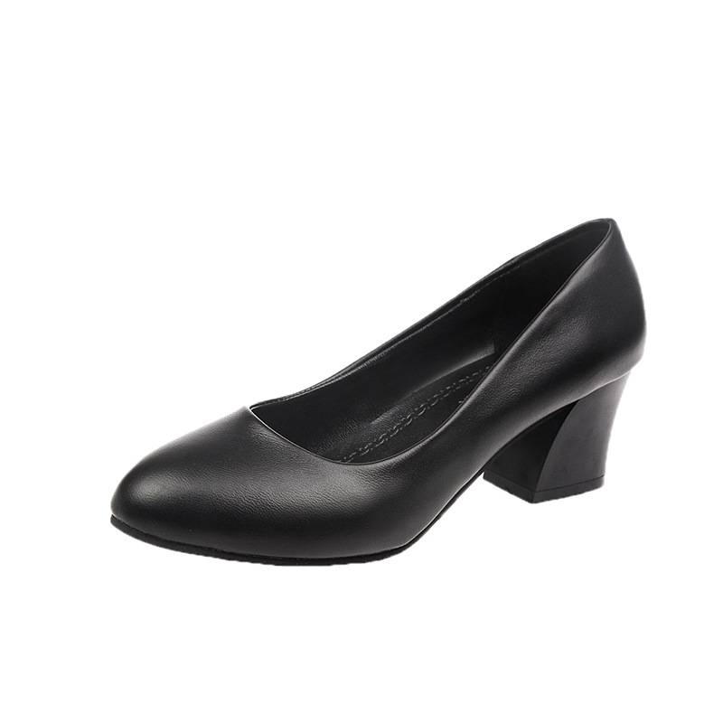 Comfortable Chunky Heel Leather Shoes