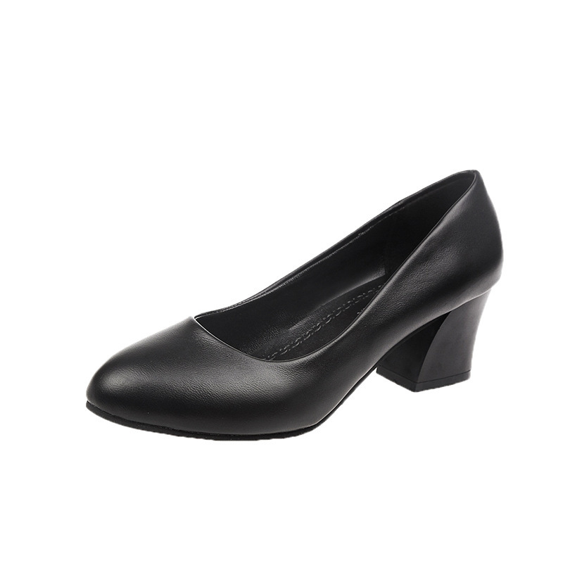 Comfortable Chunky Heel Leather Shoes