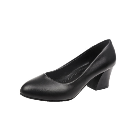 Comfortable Chunky Heel Leather Shoes