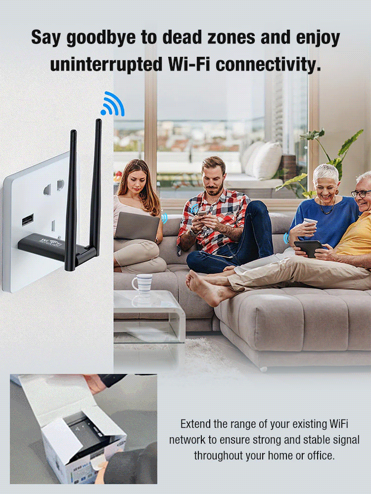 WiFi signal booster,Up to 10 times faster, can be used through 5 walls
