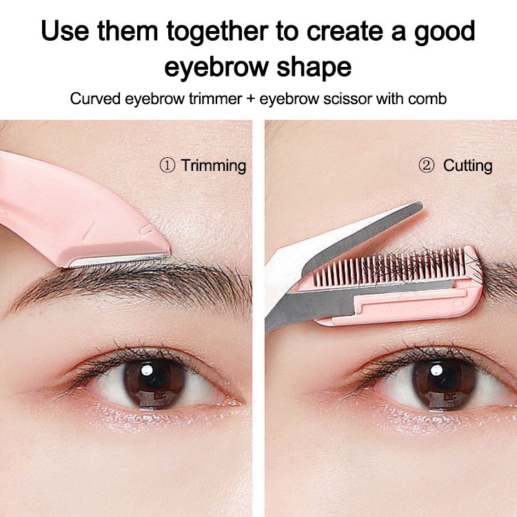 [Zero-dollar shopping] Curved eyebrow scissor trimmer with comb and protective mesh