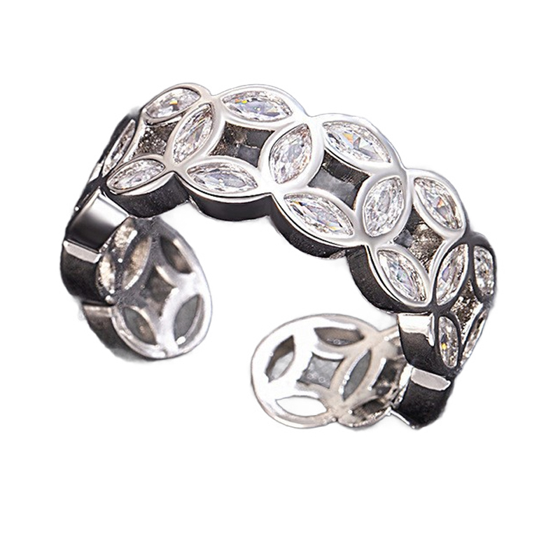 Lucky Copper Coin Open Ring with Rhinestones