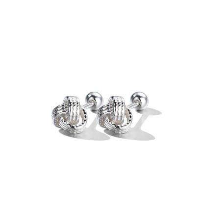 Lucky Knot Pattern Silver Stud Earrings