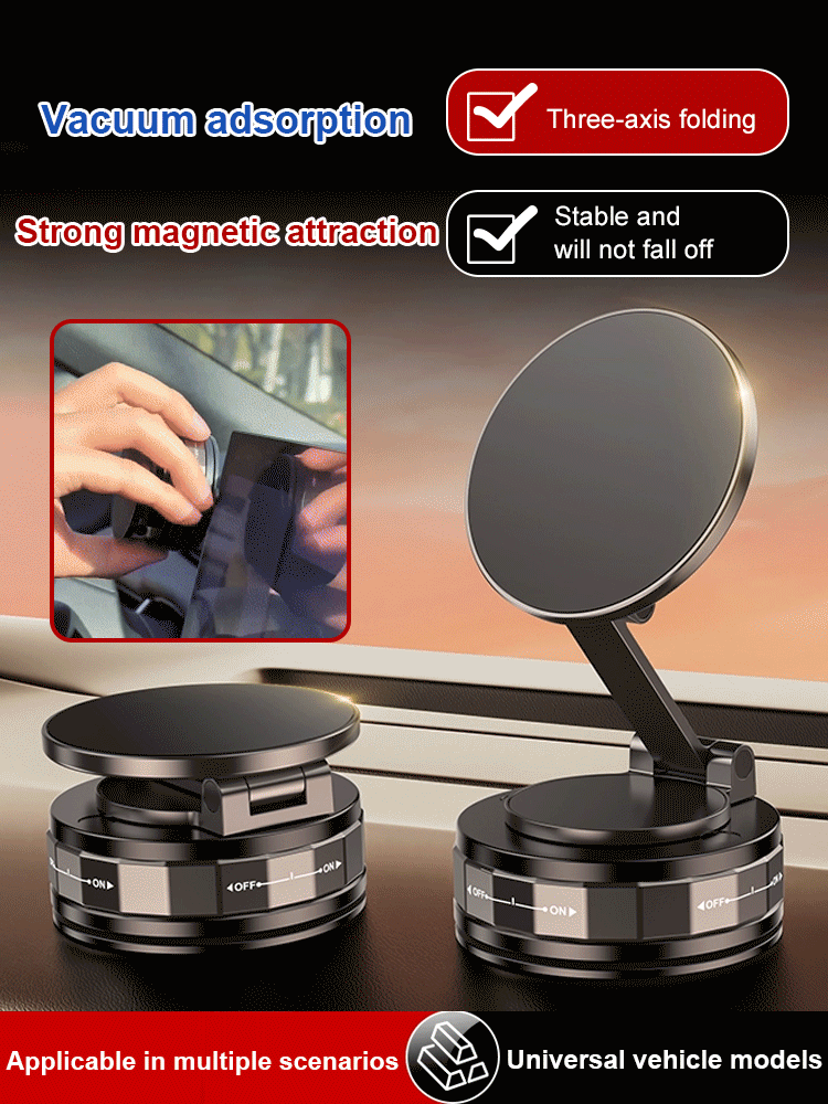 Three-axis folding magnetic car phone holder，Can be used from the car to the kitchen
