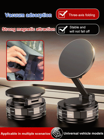 Three-axis folding magnetic car phone holder，Can be used from the car to the kitchen