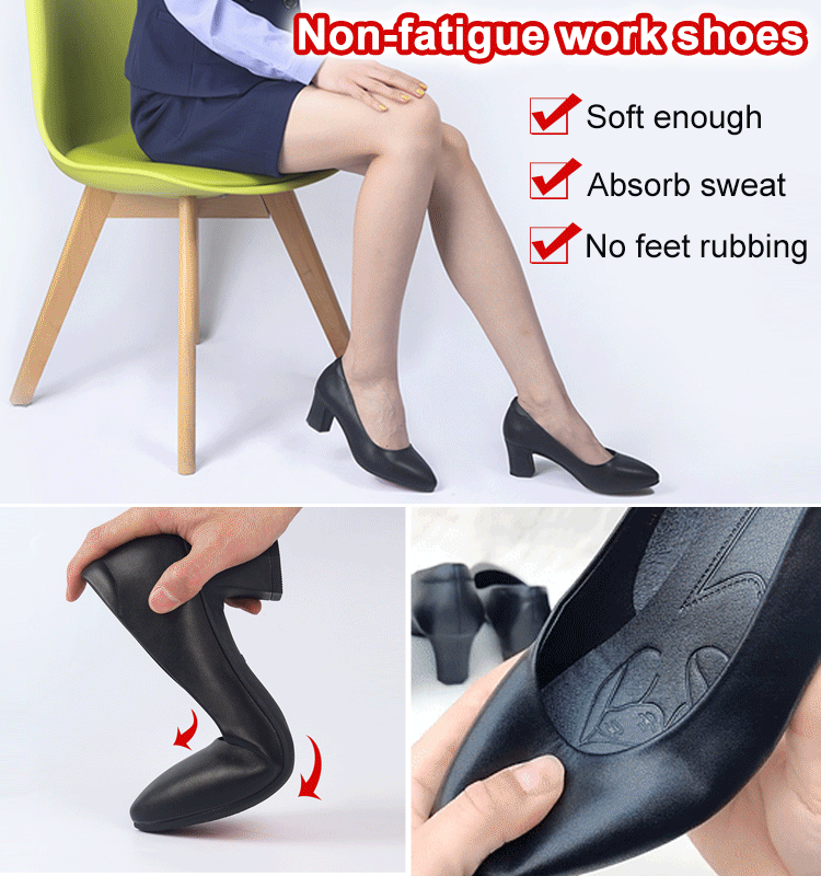 Comfortable Chunky Heel Leather Shoes