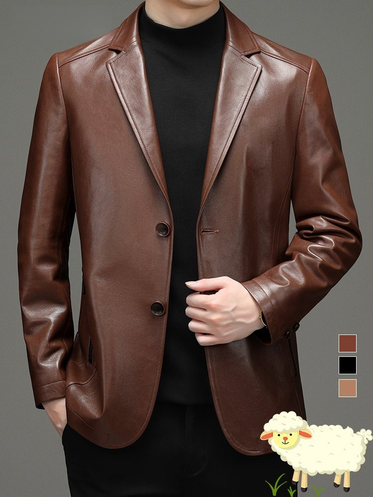 Men's comfortable and warm high-quality leather jacket