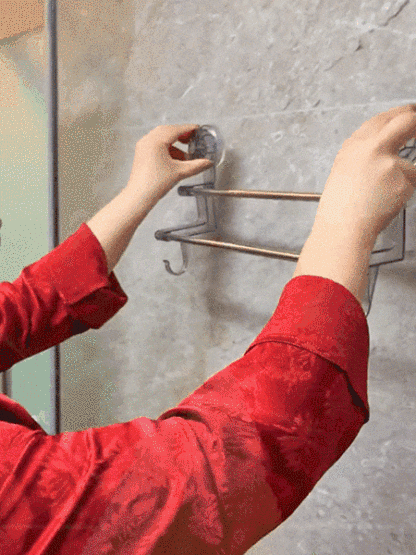 輕奢浴室雙桿吸盤毛巾架