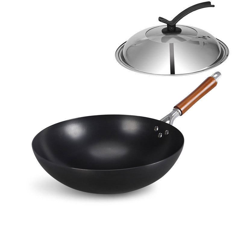 老式無涂層精鐵鑄造傳統鐵鍋