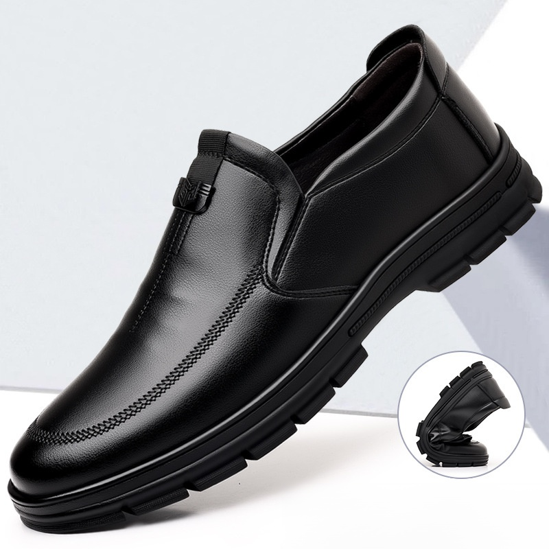 耐磨軟底牛皮一腳蹬皮鞋