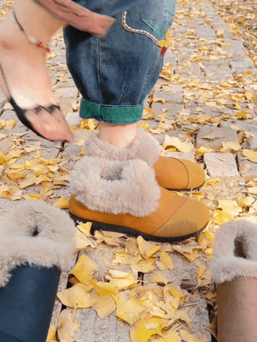 【腳寬腳胖必備】防滑復古一腳蹬加絨鞋