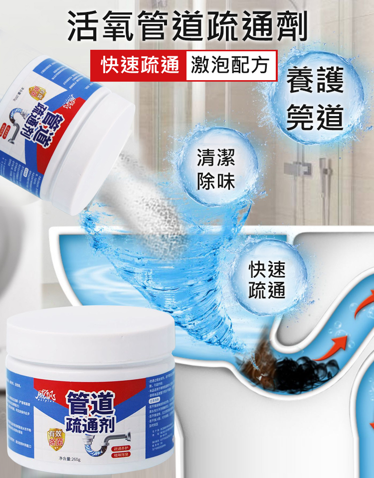 【中三清管道疏通劑】快速解決堵塞，疏通管道~