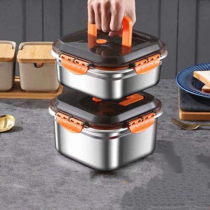 可明火加厚不鏽鋼密封提把保鮮盒