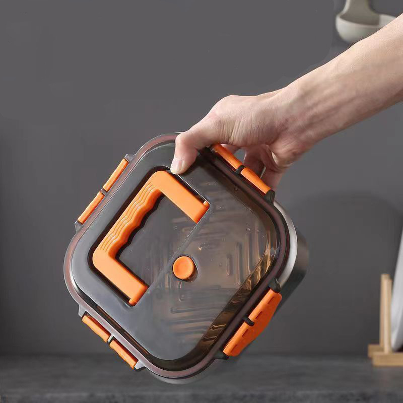 可明火加厚不鏽鋼密封提把保鮮盒