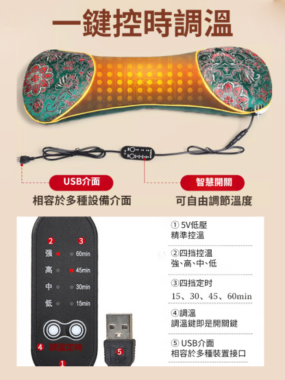【護頸椎 助睡眠】電加熱艾草骨頭枕