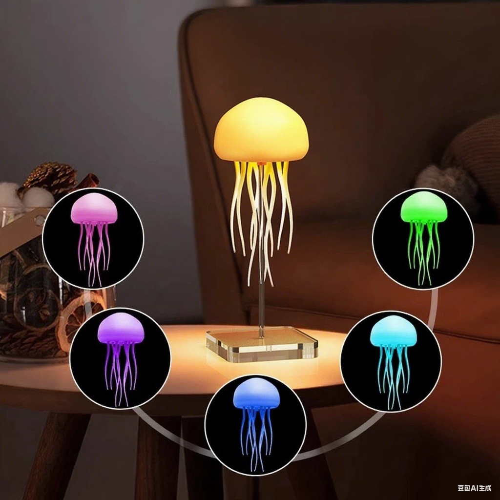 Intelligent Creative Voice-Controlled Jellyfish Light Cross-Border Tentacles Swimming And Floating Smart Full-Color Gradient Induction Atmosphere Light