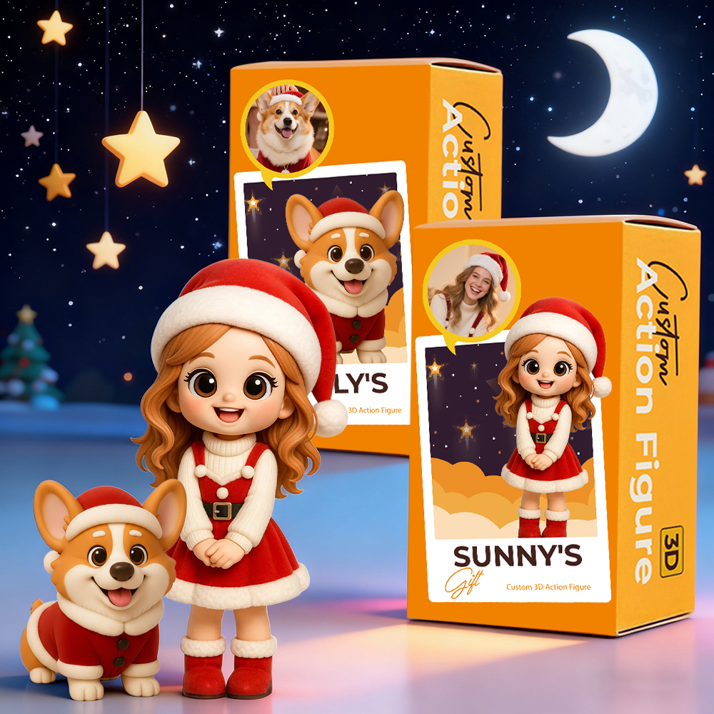 Custom 3D Figure from Your Photo Personalized Mini Doll Christmas Gift for Couples Family Friends - photomoonlampau