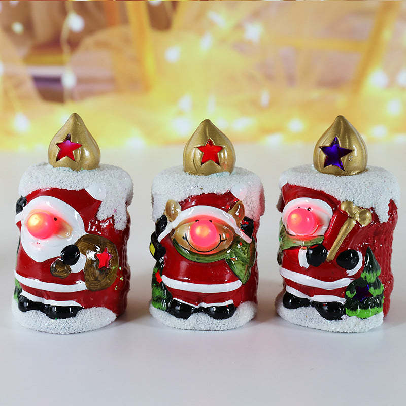 Christmas Flameless Candles Lovely Santa Claus Snowman Candle Light Christmas Decoration - photomoonlampau