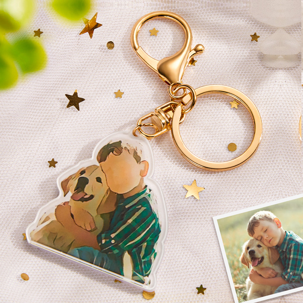 Custom Baby Photo Keychain Custom Illustration Keyring Personalised Christmas Gift