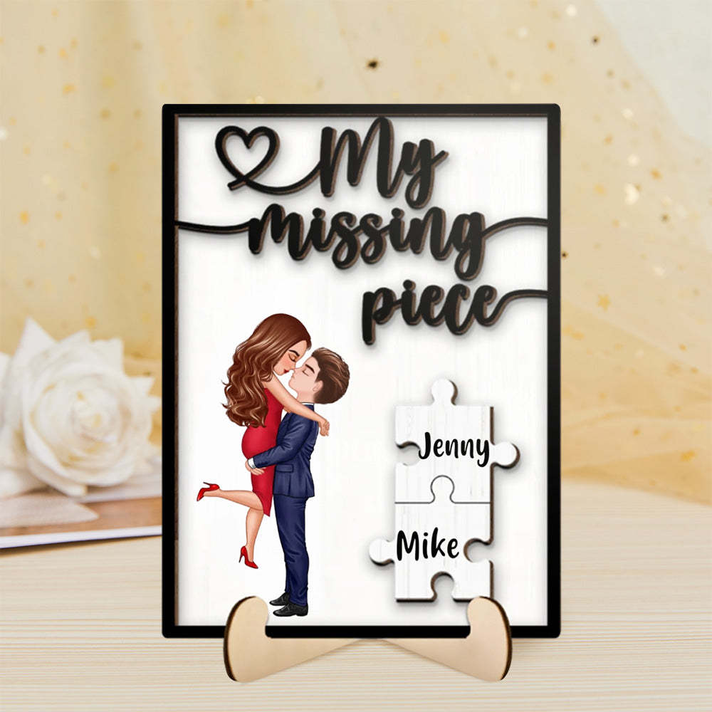 My Missing Piece Custom Couples Gifts for Her/Him Personalized Wooden Plaque - photomoonlampau