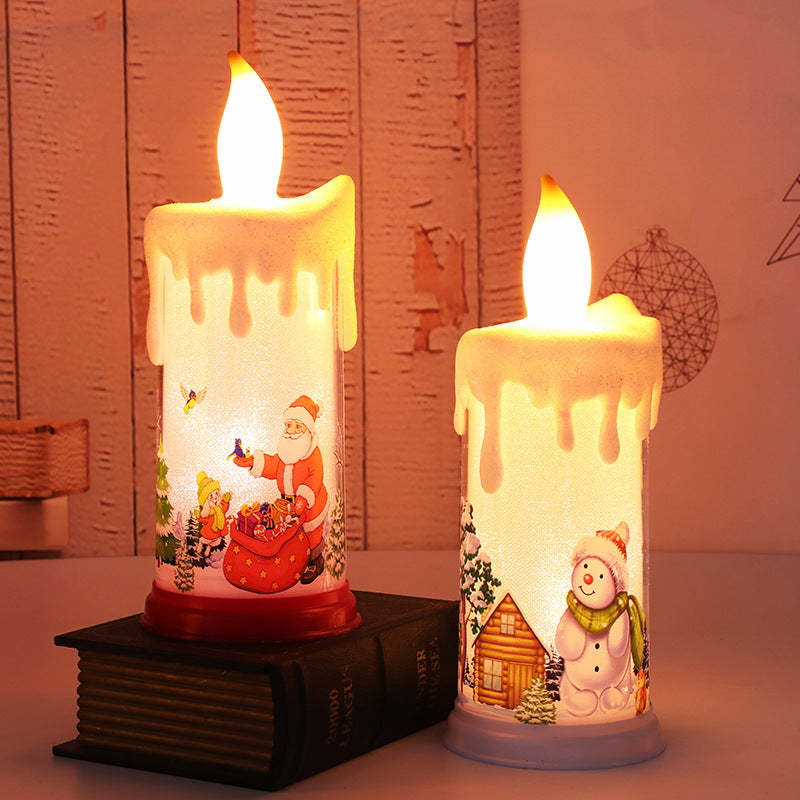 LED Simulation Christmas Flame Candle Santa Claus Snowman Candle Dinners Decoration Night Light - photomoonlampau