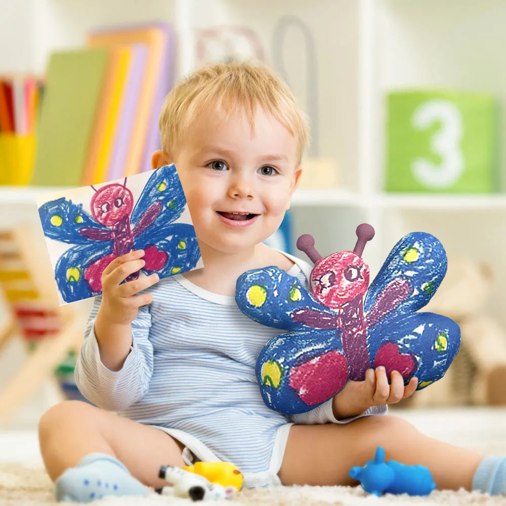 Custom Stuffed Animals from Drawing, Turn Kids Drawing into Personalized 15in Plush Toy