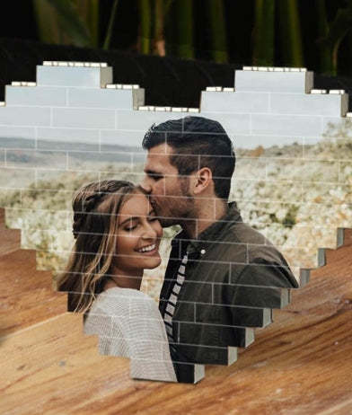 Personalized Heart Photo Block Puzzle Building Brick Anniversary Birthday Valentine's Day Gift Ideas - photomoonlampau
