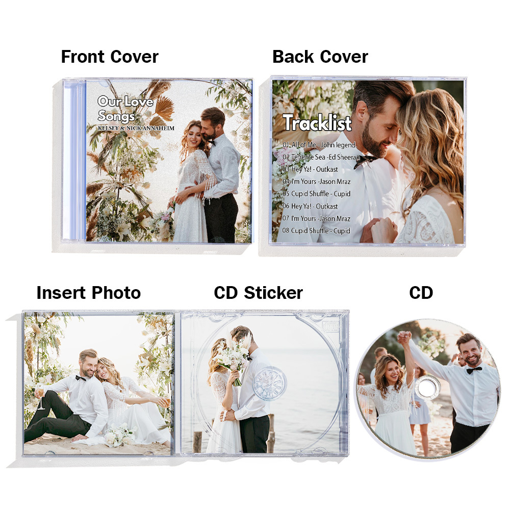 Custom CD & Jewel Case 5-20 Songs| Valentines, Anniversary Wedding Gift PrintYourDisc Custom CD Mixtape | Personalized Custom CD Album - photomoonlampau