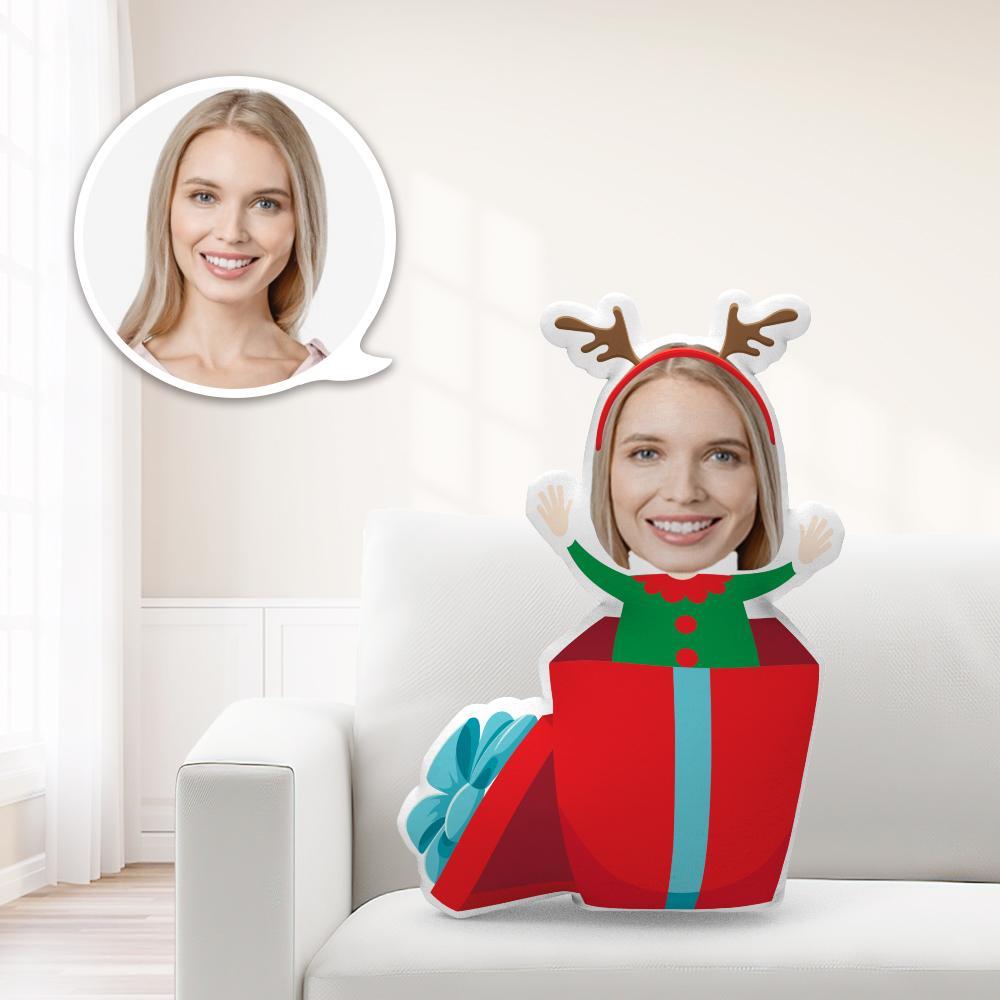 Personalised Minime Christmas Elf With Gift Box Bag Pillow Unique Custom Minime Throw Doll Give Your Child The Most Meaningful Gift - photomoonlampau