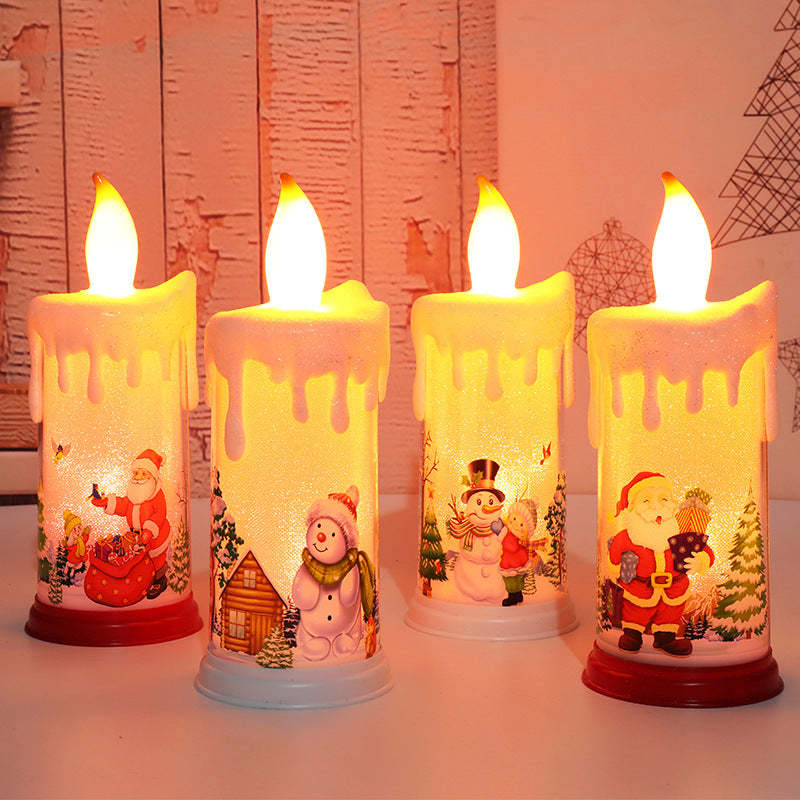 LED Simulation Christmas Flame Candle Santa Claus Snowman Candle Dinners Decoration Night Light - photomoonlampau