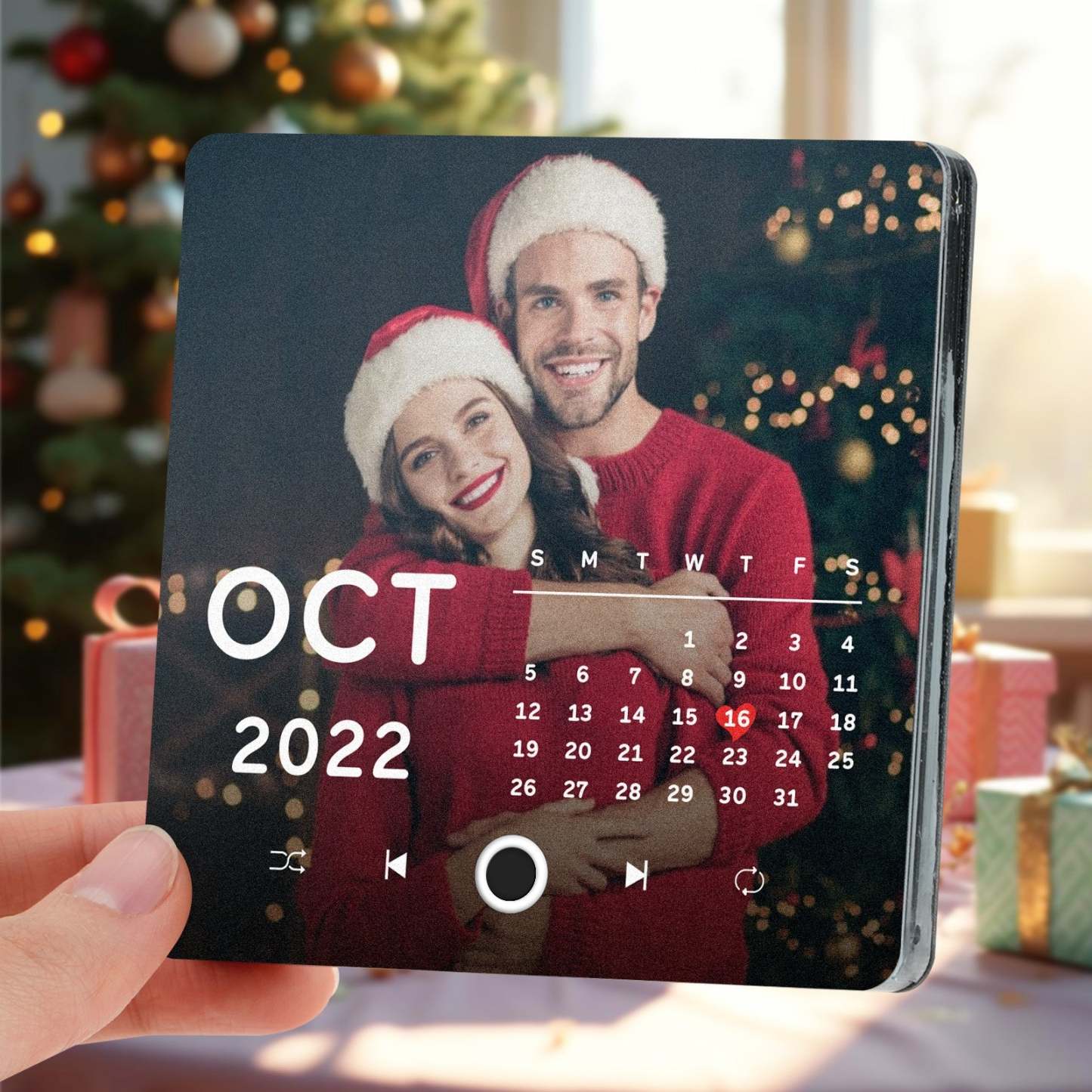 Personalized Photo Calendar Music Fridge Magnet Anniversary Gift Custom Music Magnets Can Play Songs Christmas Gifts - photomoonlampau