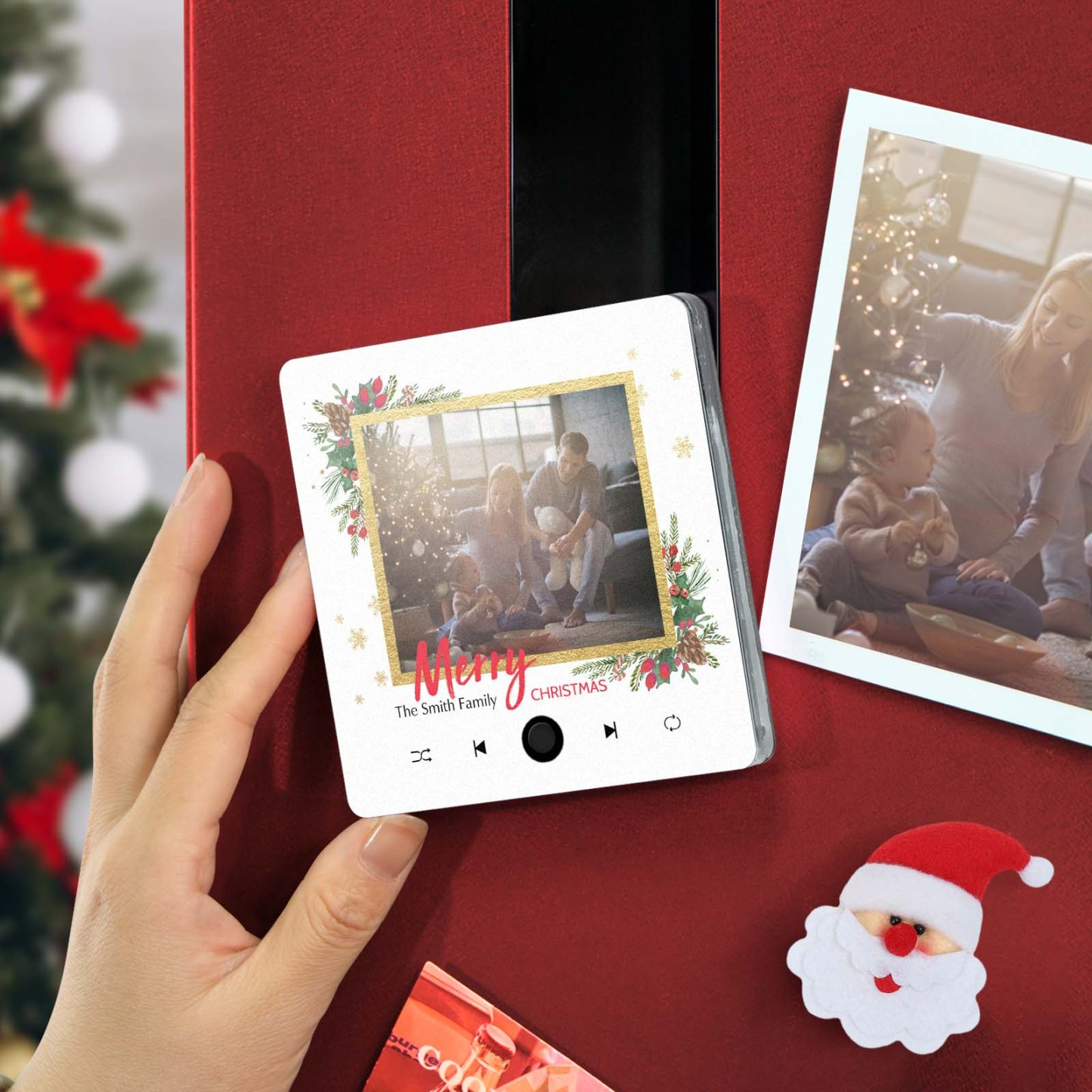 Personalized Music Fridge Magnet Merry Christmas Custom Music Magnets Can Play Songs Christmas Gift Family Gifts - photomoonlampau